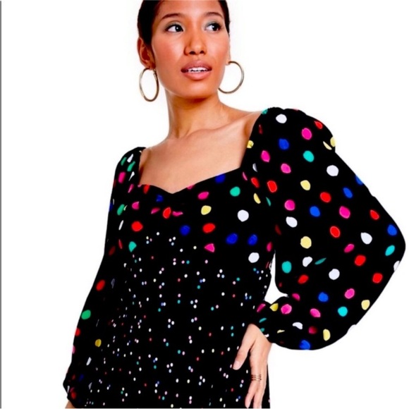 RIXO X Target Black Colorful Polka Dot Flirty Swing Dress NWT Size 24W/26W - Picture 3 of 7